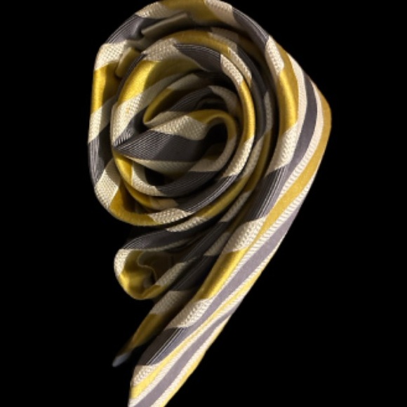 2/$30 Gold and Silver Striped Men's Tie - Picture 8 of 9